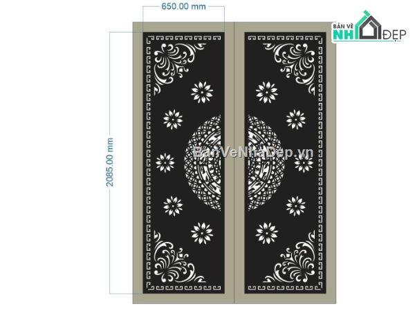 mẫu cổng CNC 2 cánh,cnc 2 cánh,mẫu cnc cổng 2 cánh