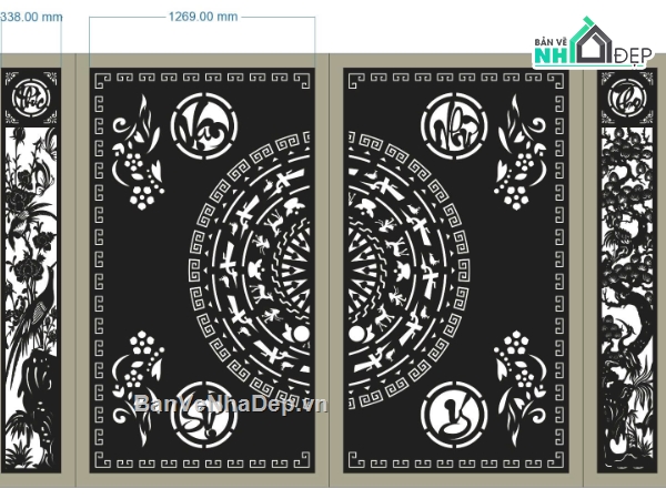 CNC mẫu cổng 4 cánh,CNC cổng 4 cánh,mẫu cổng 4 cánh