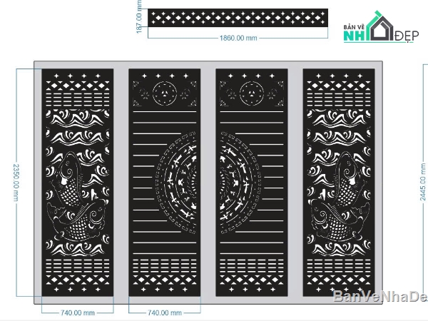 mẫu cổng 1 cánh,mẫu 1 cánh,cổng cá cnc,file cnc cổng cá