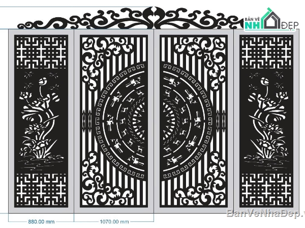 cổng sen,file cnc cổng sen vòm,file cổng sen vòm