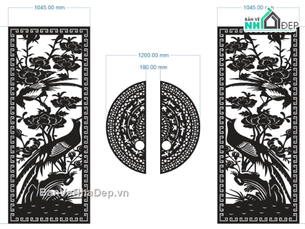 cổng tứ quý,CNC cổng tứ quý,tứ quý cúc