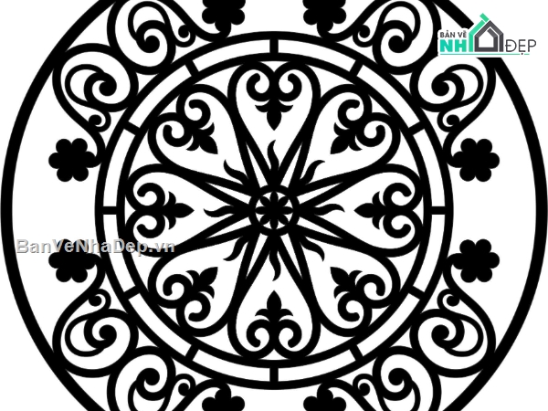 hoa văn mái kính,hoa văn tròn,file mái kính cnc