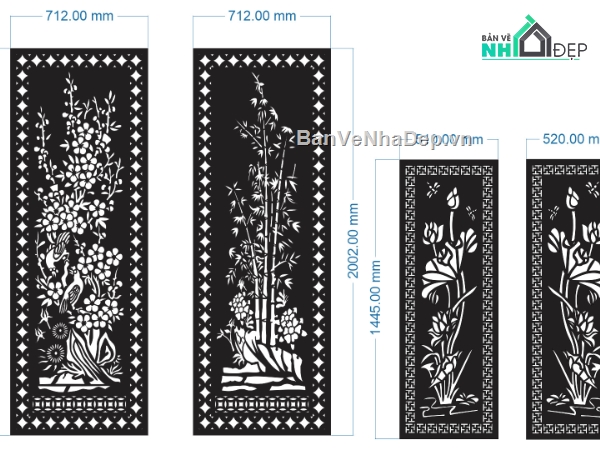 CNC tứ quý,file tứ quý,mẫu cnc tứ quý sen