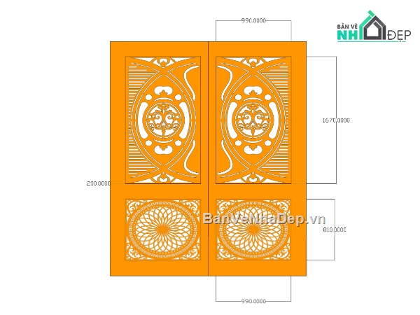 Cổng 2 cánh,Cổng 2 cánh file dxf,Cổng file dxf đẹp