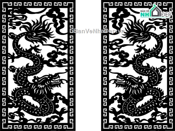 Cổng 2 cánh,Cổng 2 cánh rồng,cổng 2 cánh dxf