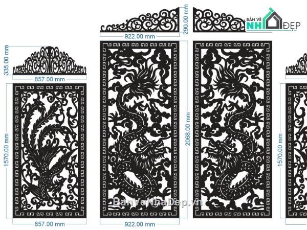 Cổng rồng phượng,dxf cổng rồng phượng,cổng rồng phượng cnc
