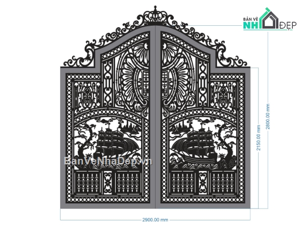 thuận buồm xuôi gió,thuận buồm xuôi gió cnc,Cổng 2 cánh CNC,cổng thuận buồm xuôi gió