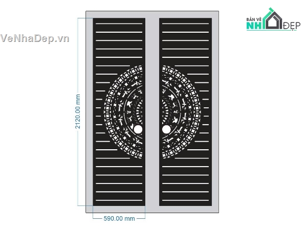 Cổng 2 cánh,cổng 2 cánh trống đồng,cổng 2 cánh cnc,cổng 2 cánh file dxf