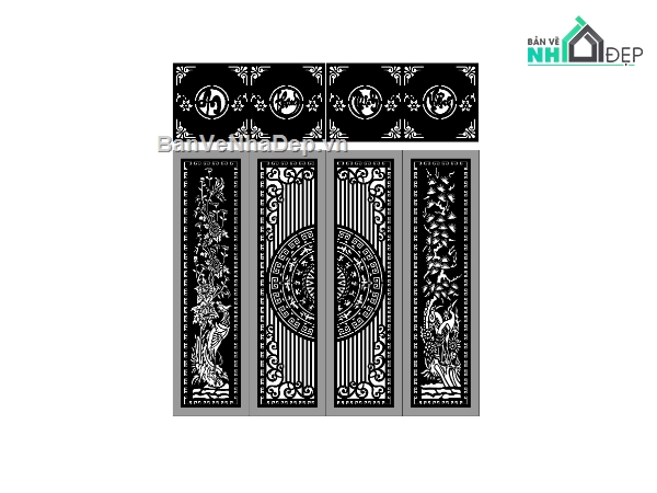 Cổng 4 cánh,dxf cổng 4 cánh,file dxf cổng 4 cánh