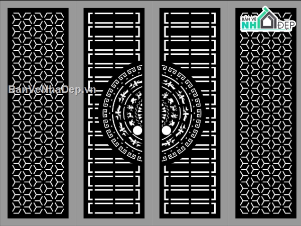 Cổng 4 cánh bông tuyết,file dxf cổng 4 cánh,dxf cổng 4 cánh