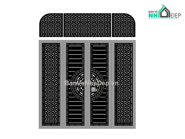 Cổng 4 cánh bông tuyết,Cổng cnc đẹp mắt,Cổng cnc 4 cánh đẹp