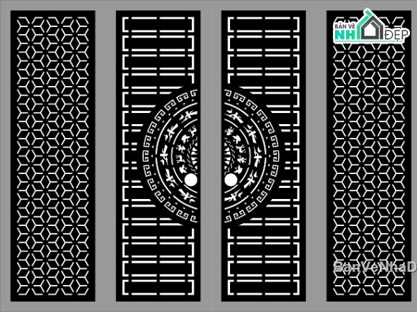 Cổng 4 cánh,file dxf cổng 4 cánh,cổng 4 cánh dxf