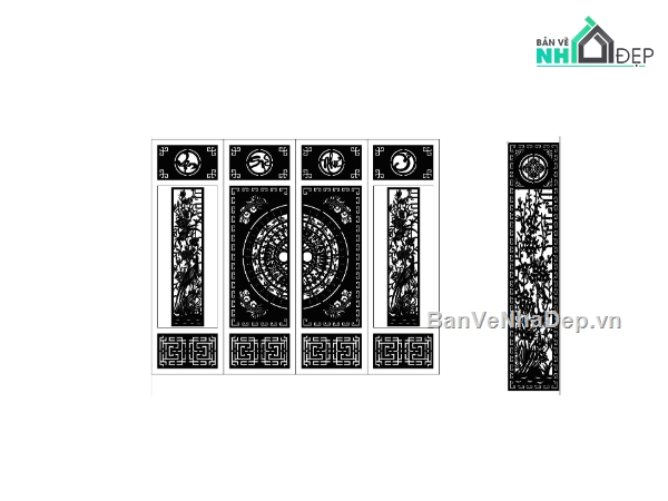Cổng 4 cánh,vạn sự như ý cnc,cổng dxf