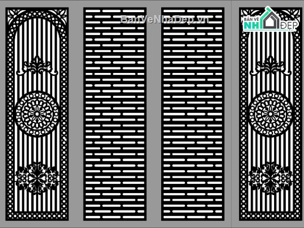 Cổng 4 cánh,file dxf cổng 4 cánh,cổng 4 cánh file dxf