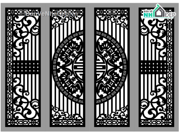 hoa văn cnc,hoa văn cổng,cổng 4 cánh trống dơi
