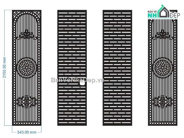 Cổng 4 cánh,file dxf cổng 4 cánh,cổng 4 cánh file dxf