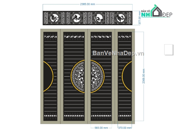 Cổng 4 cánh,ngũ phúc lâm môn,Cổng 4 cánh CNC đẹp,cổng đẹp 4 cánh