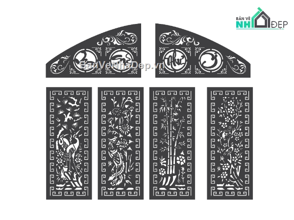 Cổng cnc 4 cánh,cổng tứ quý,cổng vạn sự như ý cnc