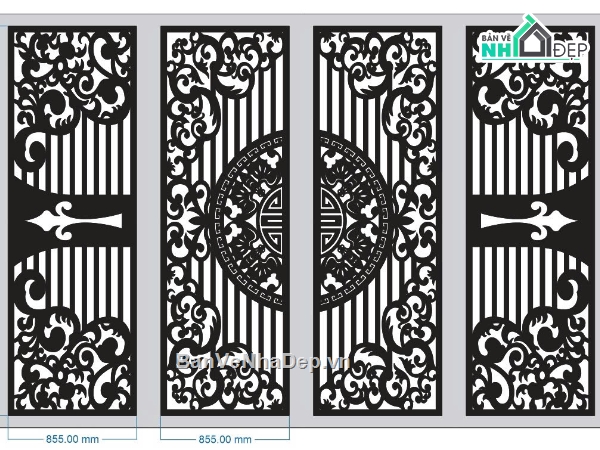 Cổng 4 cánh,cổng 4 cánh trống dơi,cổng 4 cánh cnc