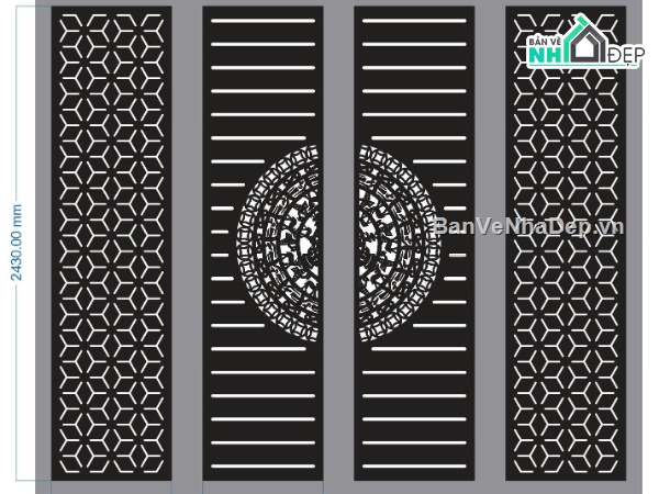 Cổng 4 cánh,cổng 4 cánh cnc,file dxf cổng 4 cánh