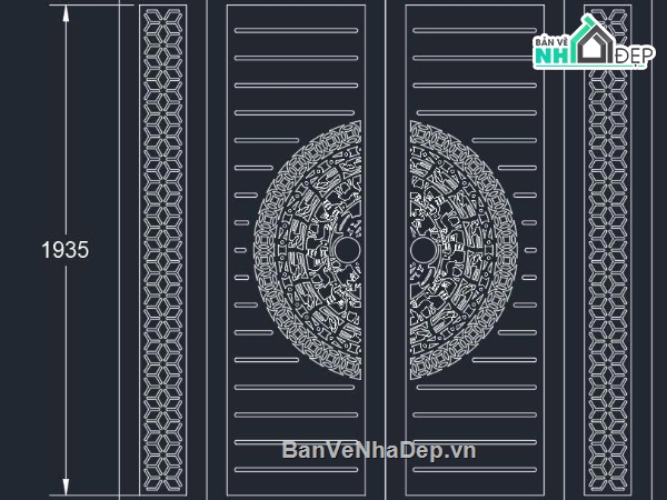 Cổng 4 cánh,4 cánh trống đồng,cổng bông tuyết