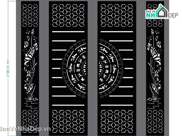 Cổng 4 cánh,file dxf cổng 4 cánh,cổng 4 cánh dxf