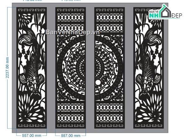 cổng 4 cánh cnc,cổng 4 cánh file dxf,file dxf cổng 4 cánh