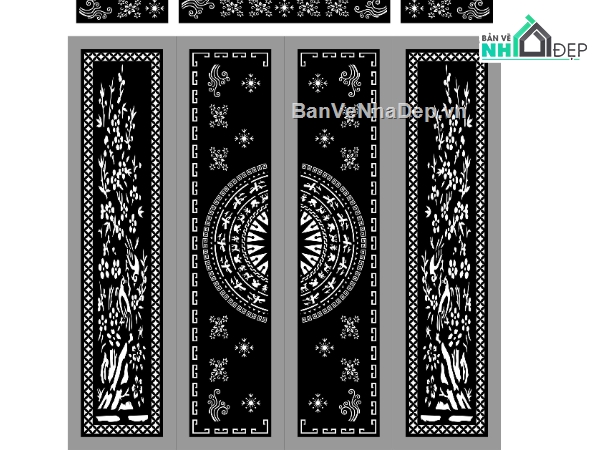 Cổng 4 cánh trống đồng,Cổng 4 cánh,file dxf cổng 4 cánh