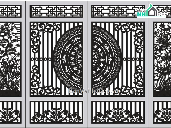 cổng tứ quý cnc,cổng tứ quý,cổng cnc tứ quý