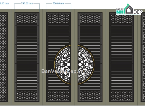 Cổng 6 cánh,Cổng 6 cánh file dxf,file cnc cổng 6 cánh