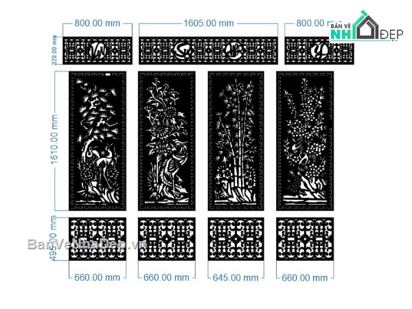 tứ quý vạn sự như ý,cổng tứ quý vạn sự như ý,vạn sự như ý cnc,Cổng Vạn sự như ý