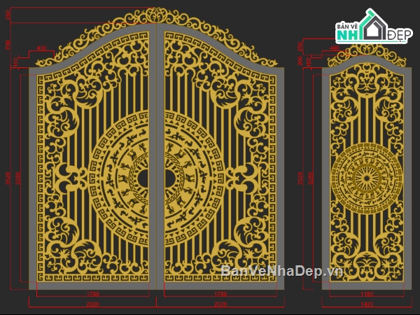 file cnc cổng 2 cánh,thư viện cửa file cad,mẫu cổng sắt,cửa cổng thiết kế nai cò,cửa cổng cnc cắt plasma laser