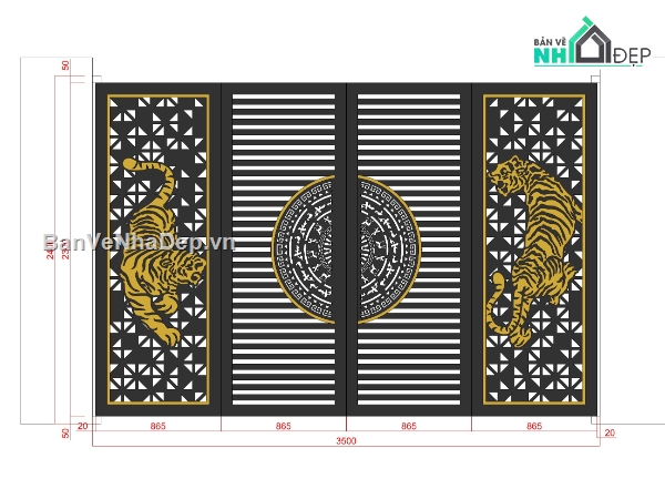 hoa văn trang trí,cửa cổng cắt cnc,thư viện cửa file cad,mẫu cổng sắt,cửa cổng trang trí hình cọp