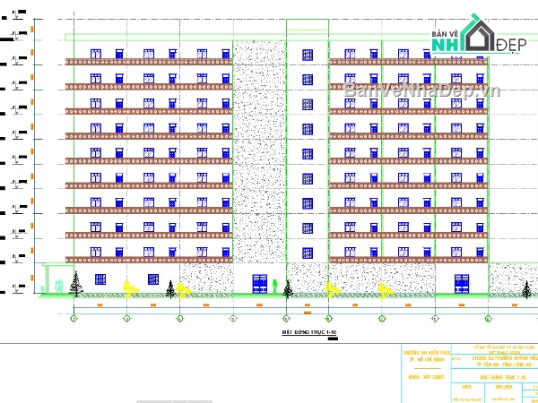 chung cư 10 tầng,đồ án chung cư,file cad đồ án chung cư,chung cư file cad