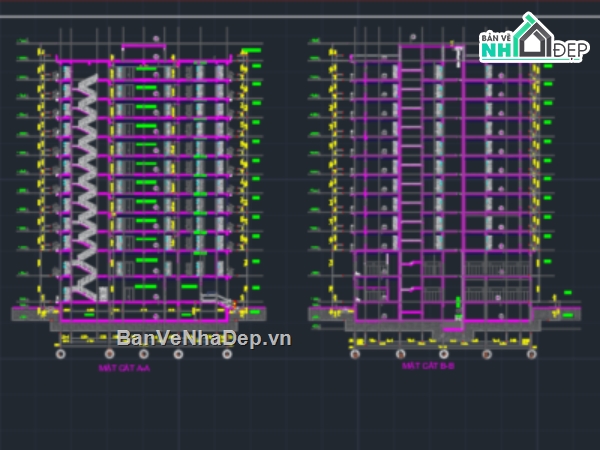 Đồ án,đồ án tốt nghiệp Chung cư,bản vẽ autocad chung cư 12 tầng