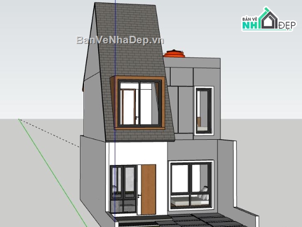 Nhà phố 2 tầng,model su nhà phố 2 tầng,file su nhà phố 2 tầng,sketchup nhà phố 2 tầng,nhà phố 2 tầng model su