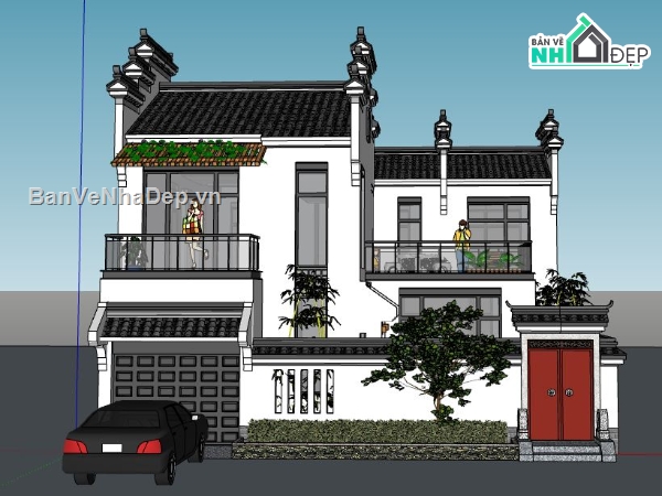 biệt thự 2 tầng,mẫu biệt thự 2 tầng,model biệt thự