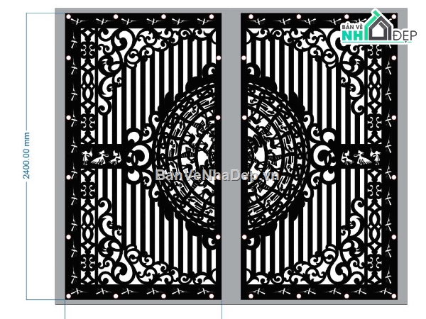 Cổng 2 cánh,Cổng 2 cánh dxf,file dxf cổng 2 cánh
