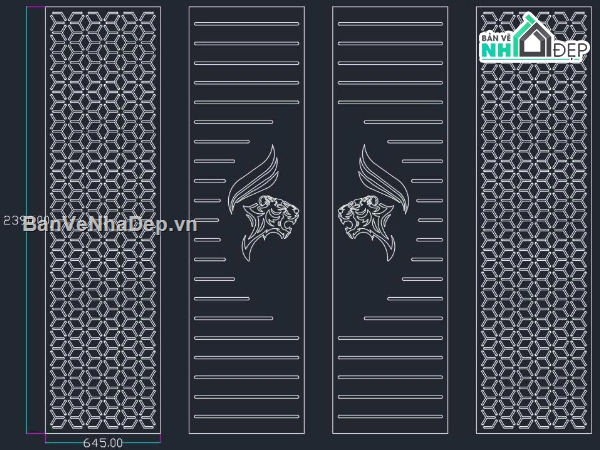 cnc 4 cánh,Cổng 4 cánh,Cổng 4 cánh bông tuyết hổ,cổng hổ