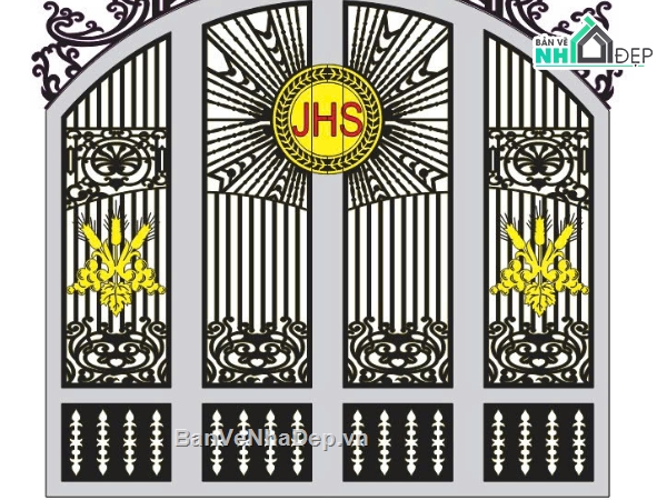 Cổng 4 cánh,file dxf cổng 4 cánh,cổng 4 cánh file dxf