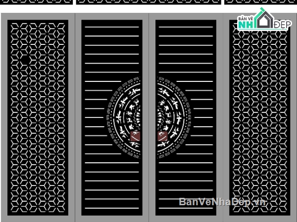 Cổng 4 cánh,file dxf cổng 4 cánh,cổng 4 cánh file dxf