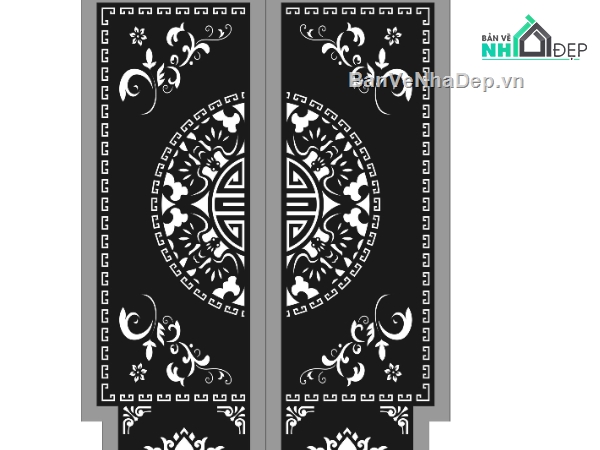 Cổng dơi,cổng 2 cánh,file dxf cổng cnc