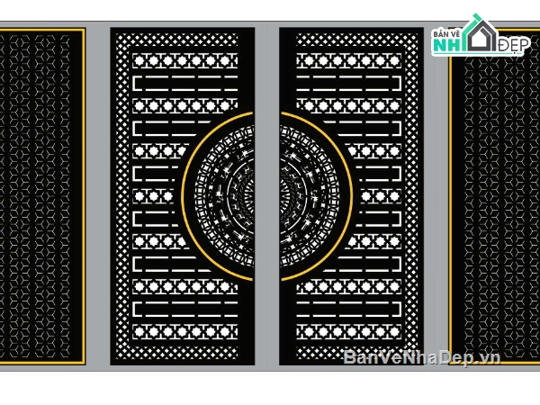 Cổng 4 cánh,Cổng 4 cánh file dxf,file dxf cổng 4 cánh