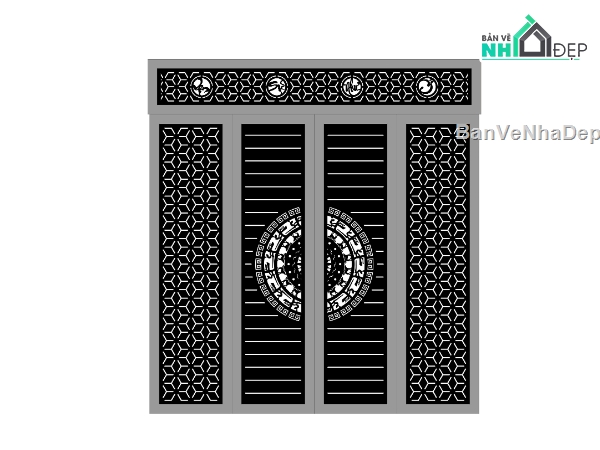 Cổng trống đồng file dxf,Cổng trống đồng đẹp,file dxf cổng trống đồng