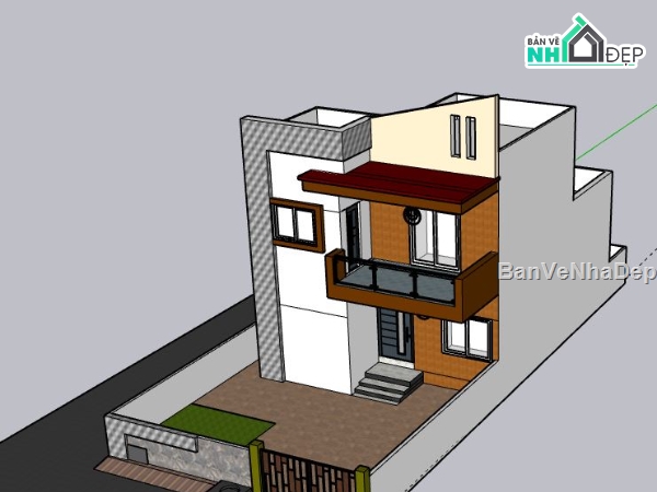 Nhà 2 tầng,Nhà phố 2 tầng,model su nhà phố 2 tầng,nhà phố 2 tầng sketchup