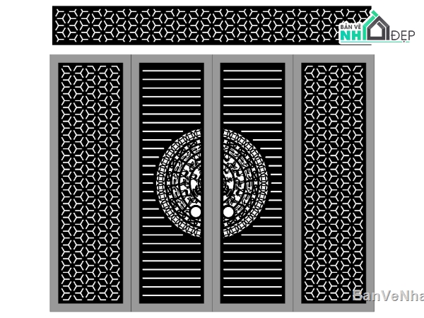 Cổng 4 cánh,Cổng 4 cánh file dxf,Cổng file dxf