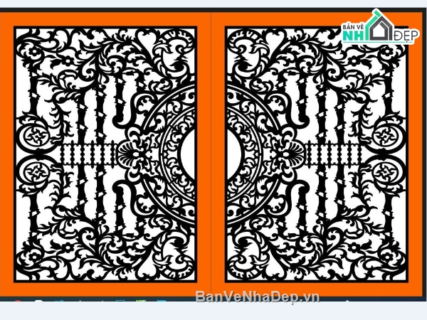 mẫu cổng 2 cánh,cnc cổng 2 cánh,file cắt cnc cổng 2 cánh,autocad cổng 2 cánh