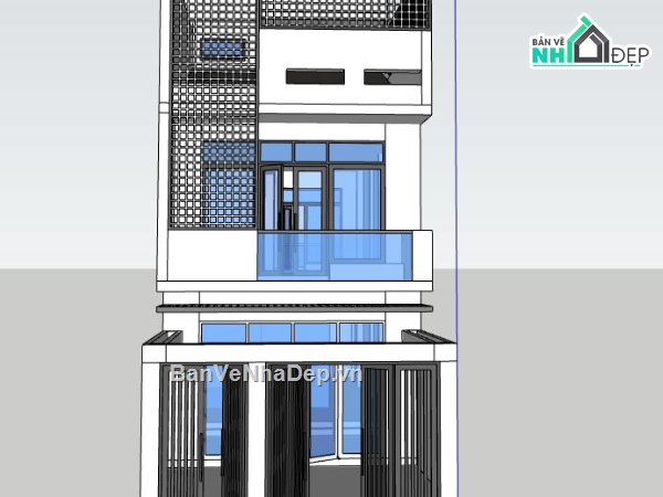 nhà phố 2 tầng,sketchup nhà phố,bao cảnh nhà phố