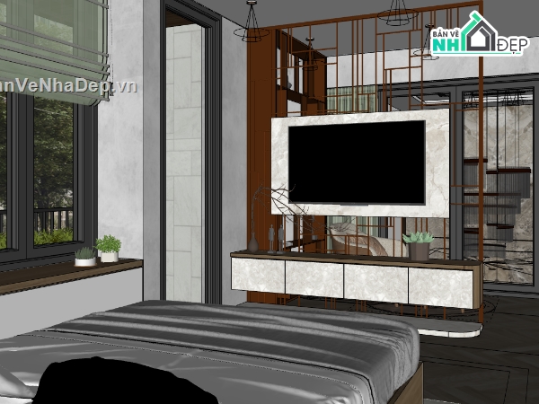 nội thất phòng ngủ file su,phòng ngủ thiết kế sketchup,nội thất phòng ngủ dựng 3D