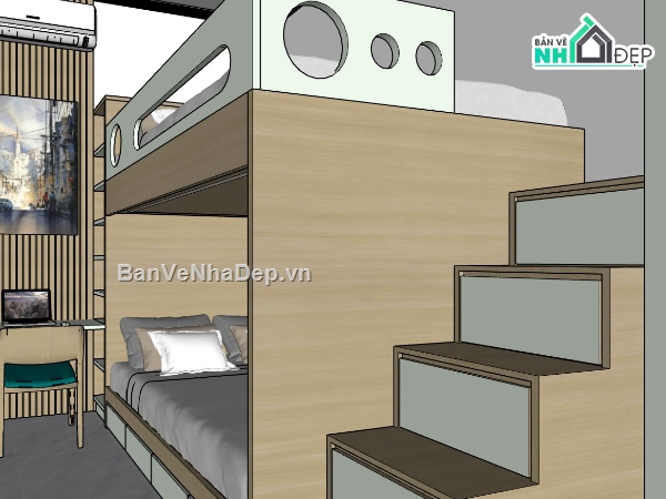 su phòng ngủ,nội thất phòng ngủ,file sketchup phòng ngủ